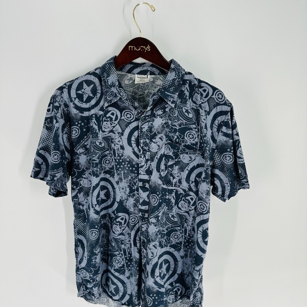 Marvel Captain America Comics Graphic Classic Button-Up Shirt Multicolor Size M